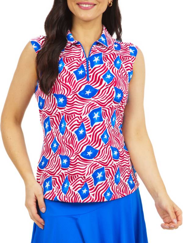IBKUL Women's Sleeveless 1/4 Zip Limited Edition Rylee Print Golf Polo product image