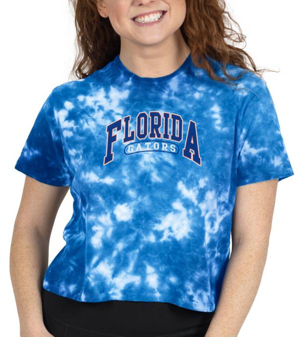 ZooZatZ Women's Florida Gators Blue Tie-Dye Cropped T-Shirt