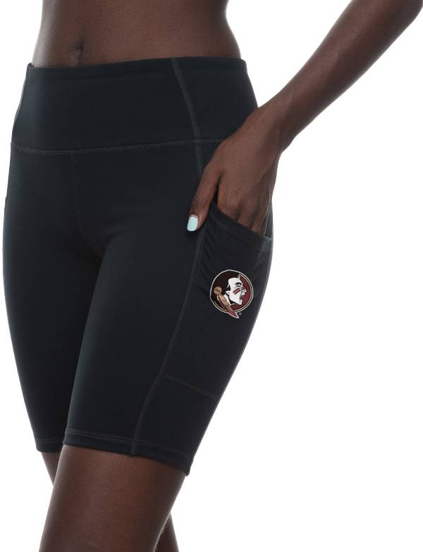 ZooZatZ Women's Florida State Seminoles Black High Rise Pocket Bike Shorts