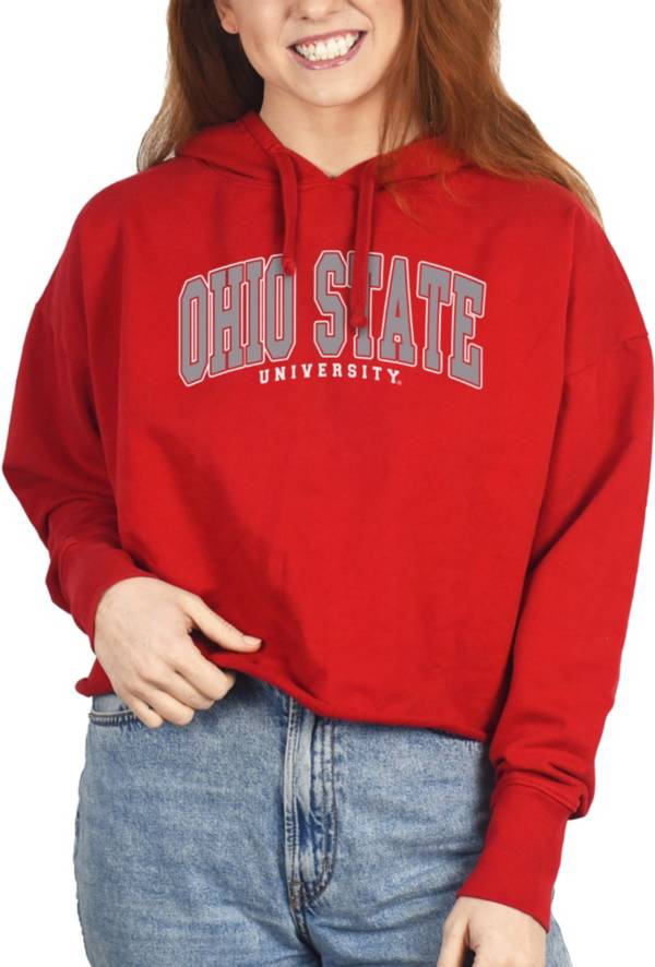 ZooZatZ Women's Ohio State Buckeyes Scarlet French Terry Cropped Hoodie