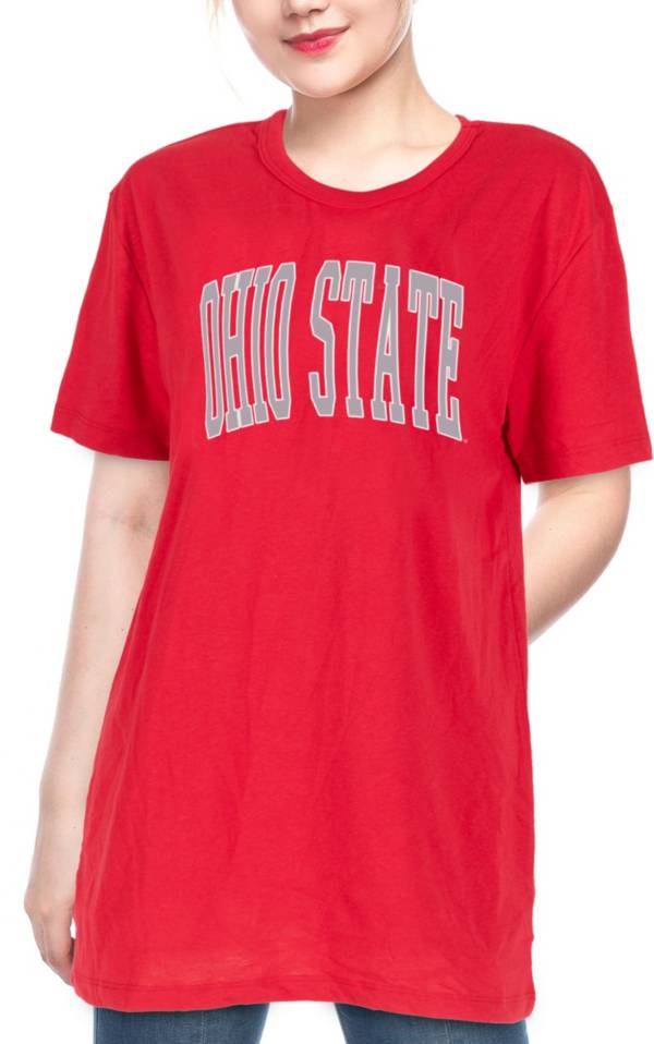 ZooZatZ Women's Ohio State Buckeyes Scarlet Garment Wash Oversized T-Shirt