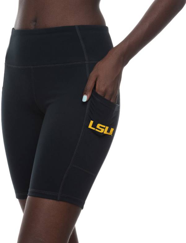 ZooZatZ Women's LSU Tigers Black High Rise Pocket Bike Shorts