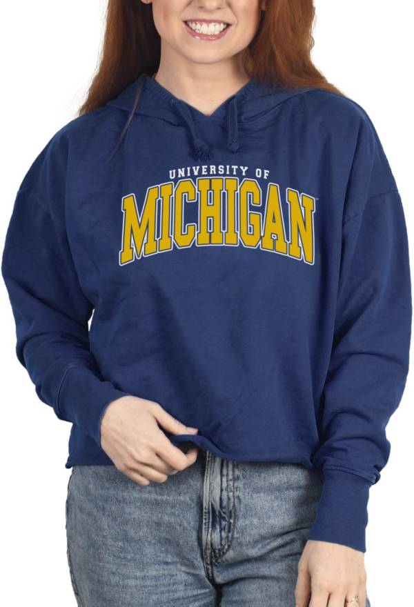 ZooZatZ Women's Michigan Wolverines Blue French Terry Cropped Hoodie product image