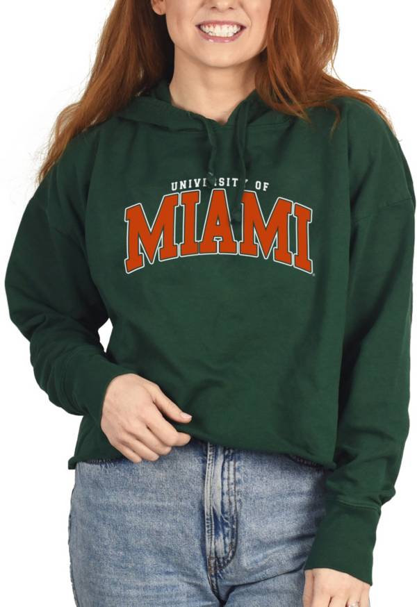 ZooZatZ Women's Miami Hurricanes Green French Terry Cropped Hoodie product image