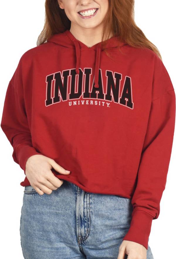 ZooZatZ Women's Indiana Hoosiers Crimson French Terry Cropped Hoodie product image
