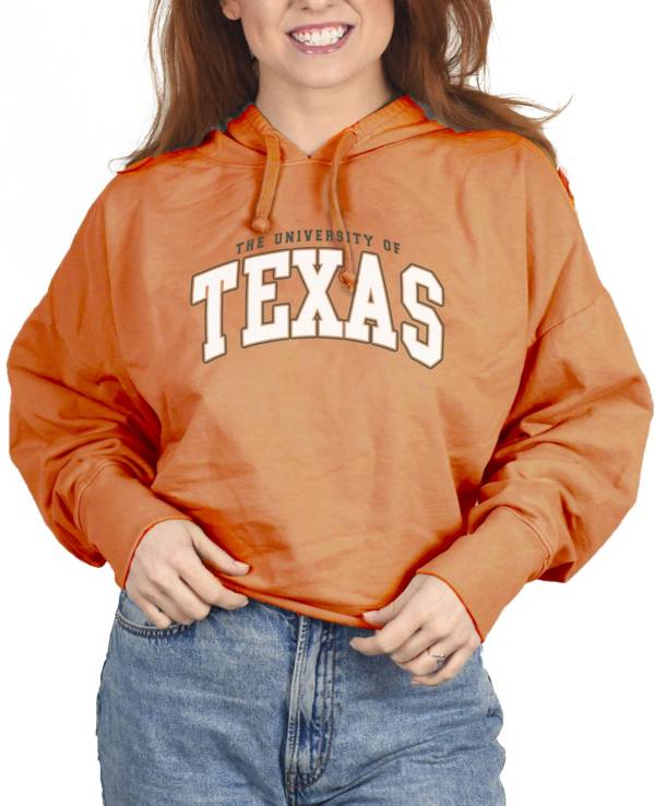 ZooZatZ Women's Texas Longhorns Burnt Orange French Terry Cropped Hoodie product image
