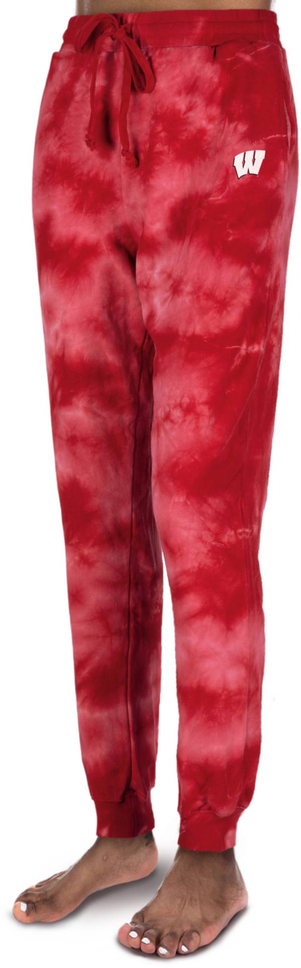 ZooZatZ Women's Wisconsin Badgers Red Tie-Dye High-Waisted Joggers product image