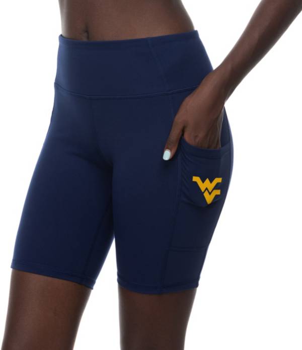 ZooZatZ Women's West Virginia Mountaineers Blue High Rise Pocket Bike Shorts