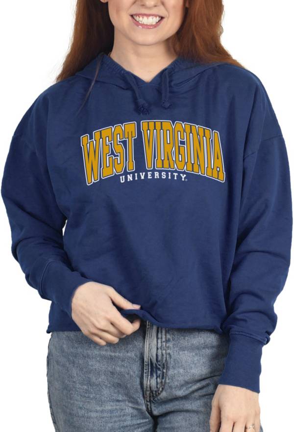 ZooZatZ Women's West Virginia Mountaineers Blue French Terry Cropped Hoodie