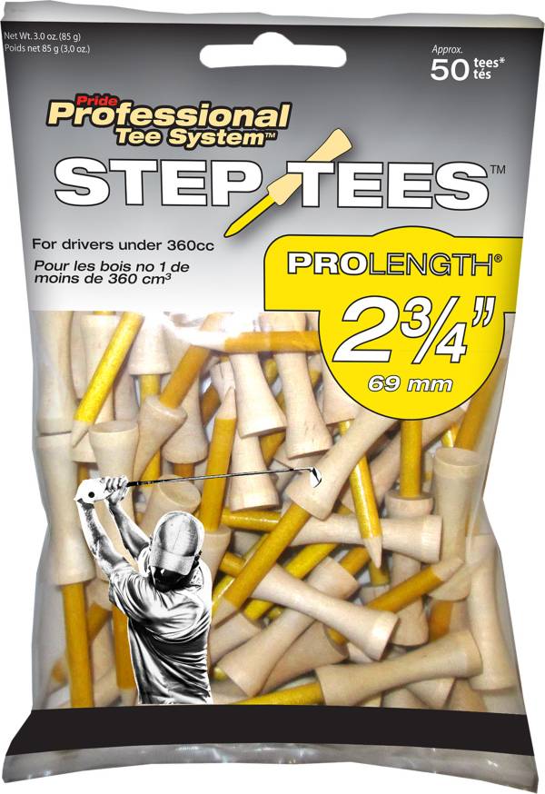 Pride PTS STEP Golf Tees 2 3/4'' Yellow Golf Tees - 50 Pack product image
