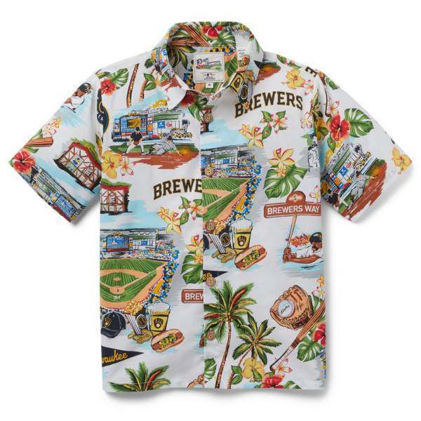 Reyn Spooner Youth Milwaukee Brewers White Scenic Button-Down Shirt