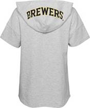 MLB Girls' Milwaukee Brewers Gray Clubhouse Short Sleeve Hoodie product image