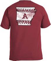 Image One Men's Arkansas Razorbacks Cardinal Baseball Laces T-Shirt product image