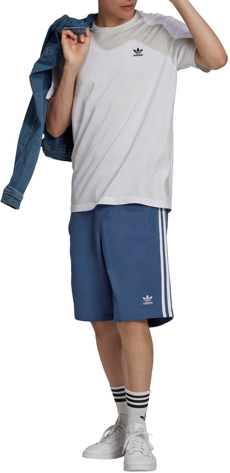 adidas 3 stripe shorts blue