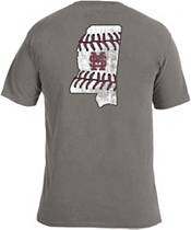 Image One Men's Mississippi State Bulldogs Grey Baseball Laces T-Shirt product image