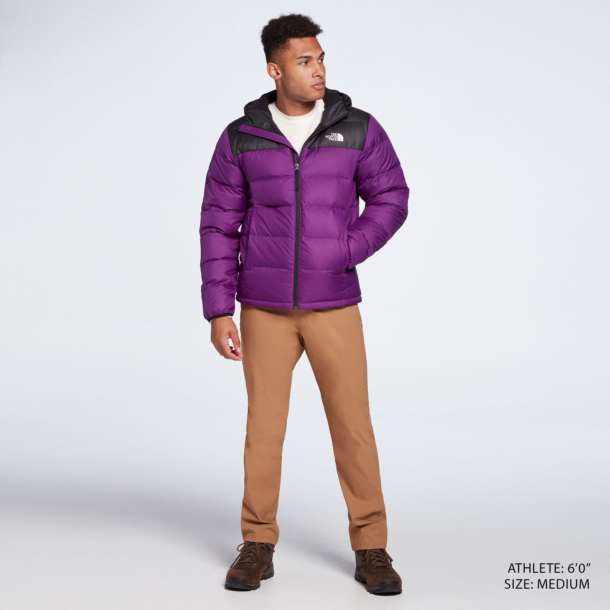 brown north face puffer jacket