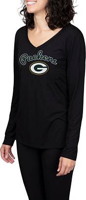 Concepts Sport Women's Green Bay Packers Marathon Black Long Sleeve T-Shirt product image