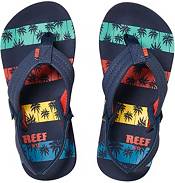 Reef Kids' Little Ahi Navy Palms Stripe Flip Flops product image