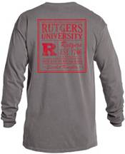 Image One Men's Rutgers Scarlet Knights Grey Vintage Poster Long Sleeve T-Shirt product image