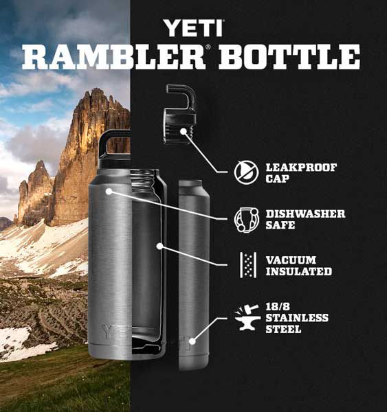 yeti rambler 26oz vacuum insulated stainless steel bottle with cap