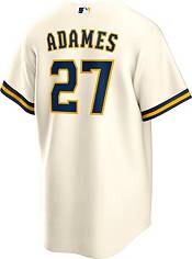 Nike Men's Milwaukee Brewers Willy Adames #27 Cream Cool Base Jersey product image