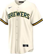 Nike Men's Milwaukee Brewers Willy Adames #27 Cream Cool Base Jersey product image