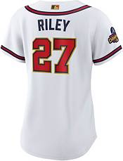 Nike Women's Atlanta Braves Austin Riley #27 2022 Gold Collection White Cool Base Jersey product image