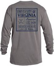 Image One Men's Virginia Cavaliers Grey Vintage Poster Long Sleeve T-Shirt product image
