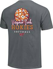 Image One Women's Virginia Tech Hokies Grey Pattern Script Softball T-Shirt product image