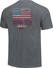 Image One Men's Virginia Tech Hokies Grey Worn Flag T-Shirt product image