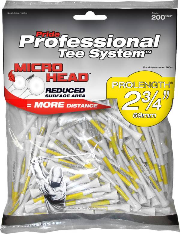 Pride PTS Micro Head 2 3/4'' White Golf Tees - 200 Pack product image