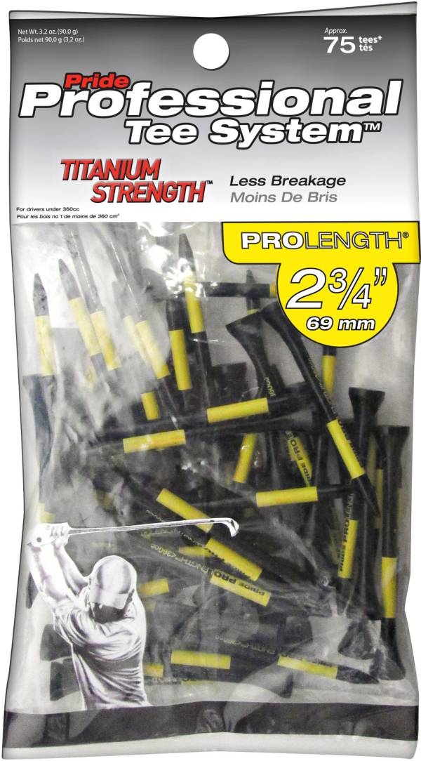 Pride PTS Titanium Strength 2 3/4'' Black Golf Tees - 75 Pack product image