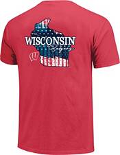 Image One Men's Wisconsin Badgers Red Stars N Stripes T-Shirt product image