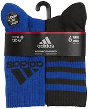 adidas Youth Cushioned Mixed Crew Socks - 6 Pack product image