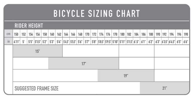 nishiki bike size chart