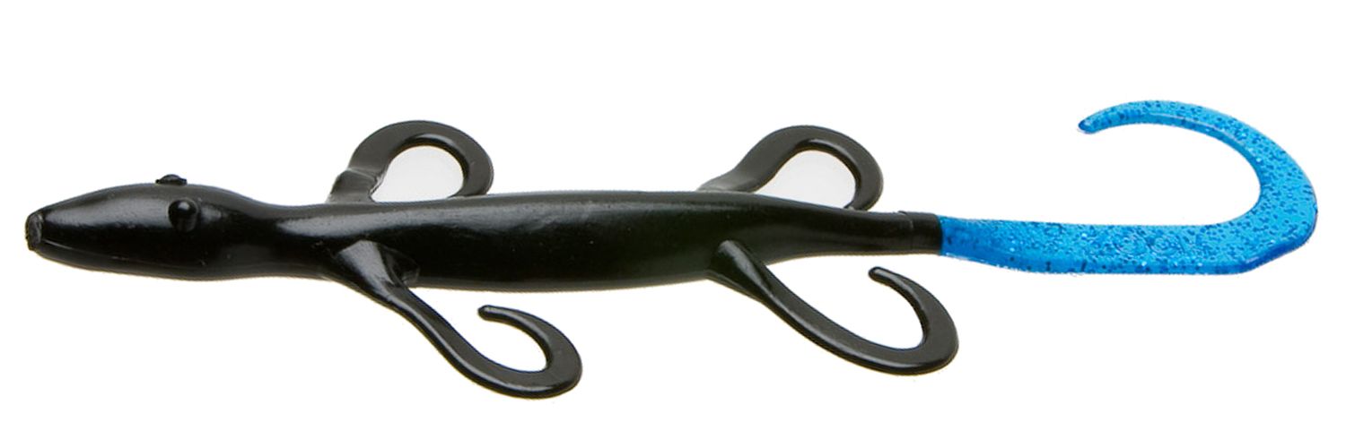 blue lizard with yellow tail zoom fishing lure LizardZ Spring Bass Fishing with Blue