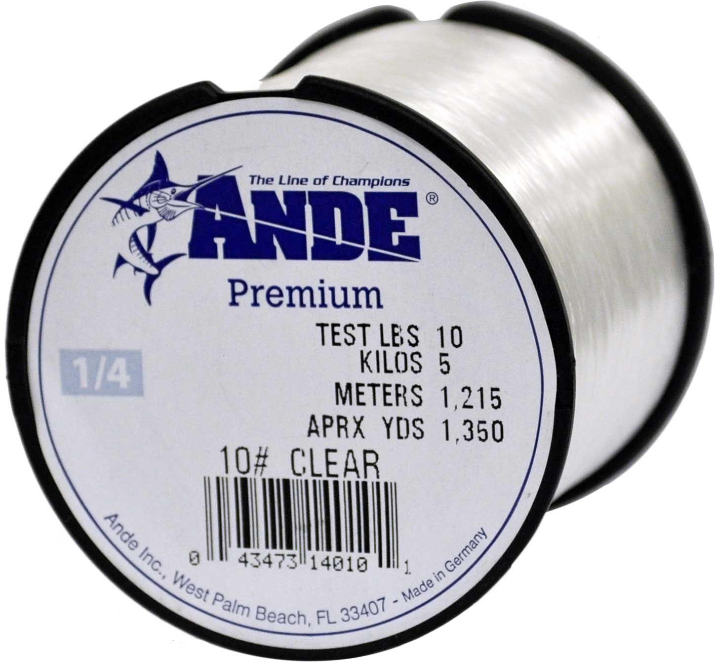 Ande Premium Monofilament Line 12 lb.; Clear; 1/4 lb.