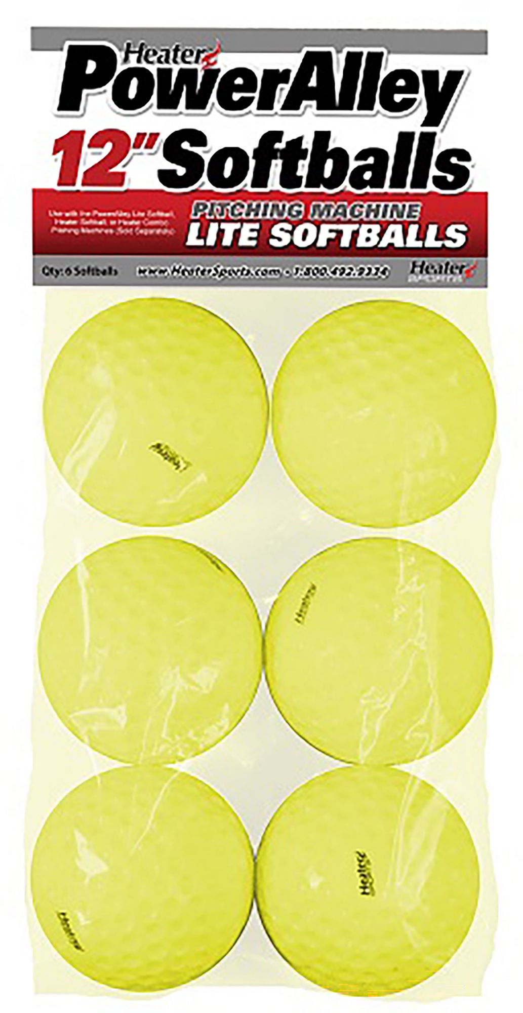 Heater 12” PowerAlley Pitching Machine Lite Softballs - 6 Pack