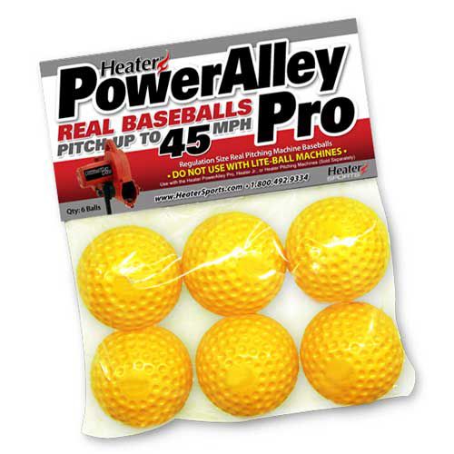 Heater PowerAlley Pro Dimpled Pitching Machine Baseballs - 6 Pack