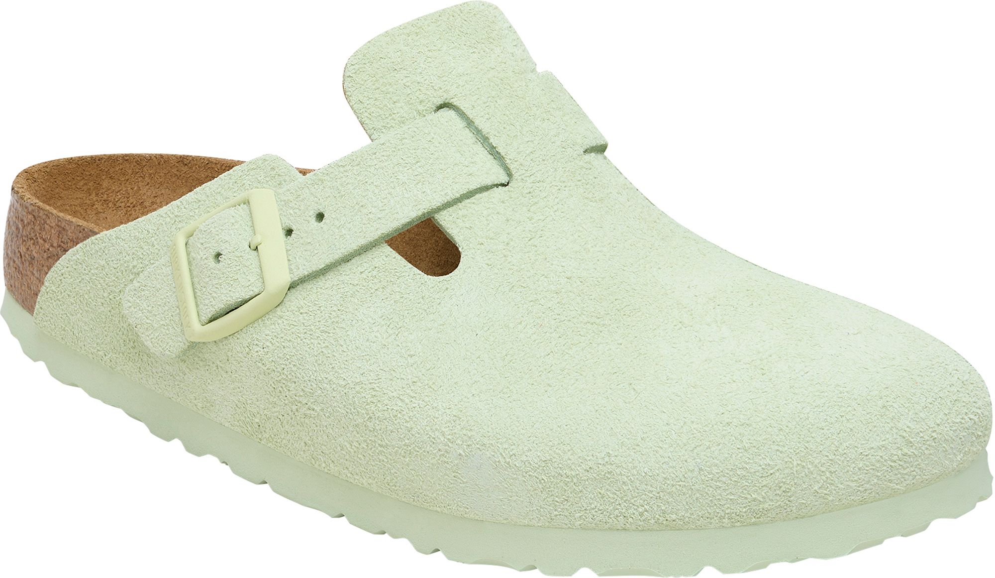 Birkenstock Boston Soft Footbed Suede Leather Faded Lime 40