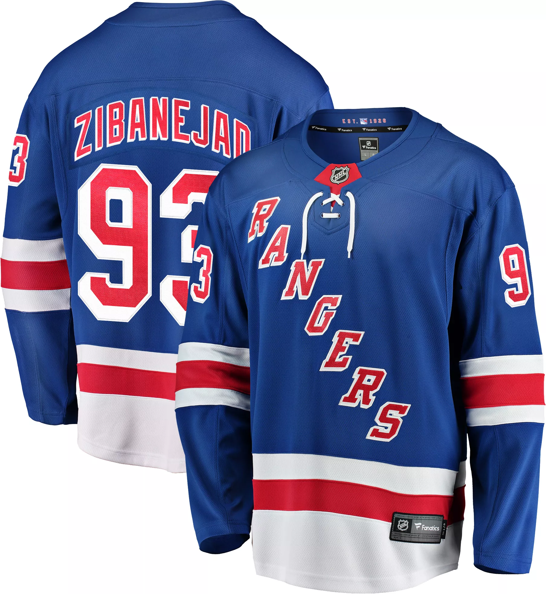 NHL Men's New York Rangers Mika Zibanejad #93 Breakaway Home Replica Jersey