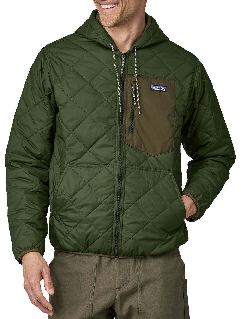 Patagonia Men s Diamond Quilted Bomber Hoody Torrey Pine Green M