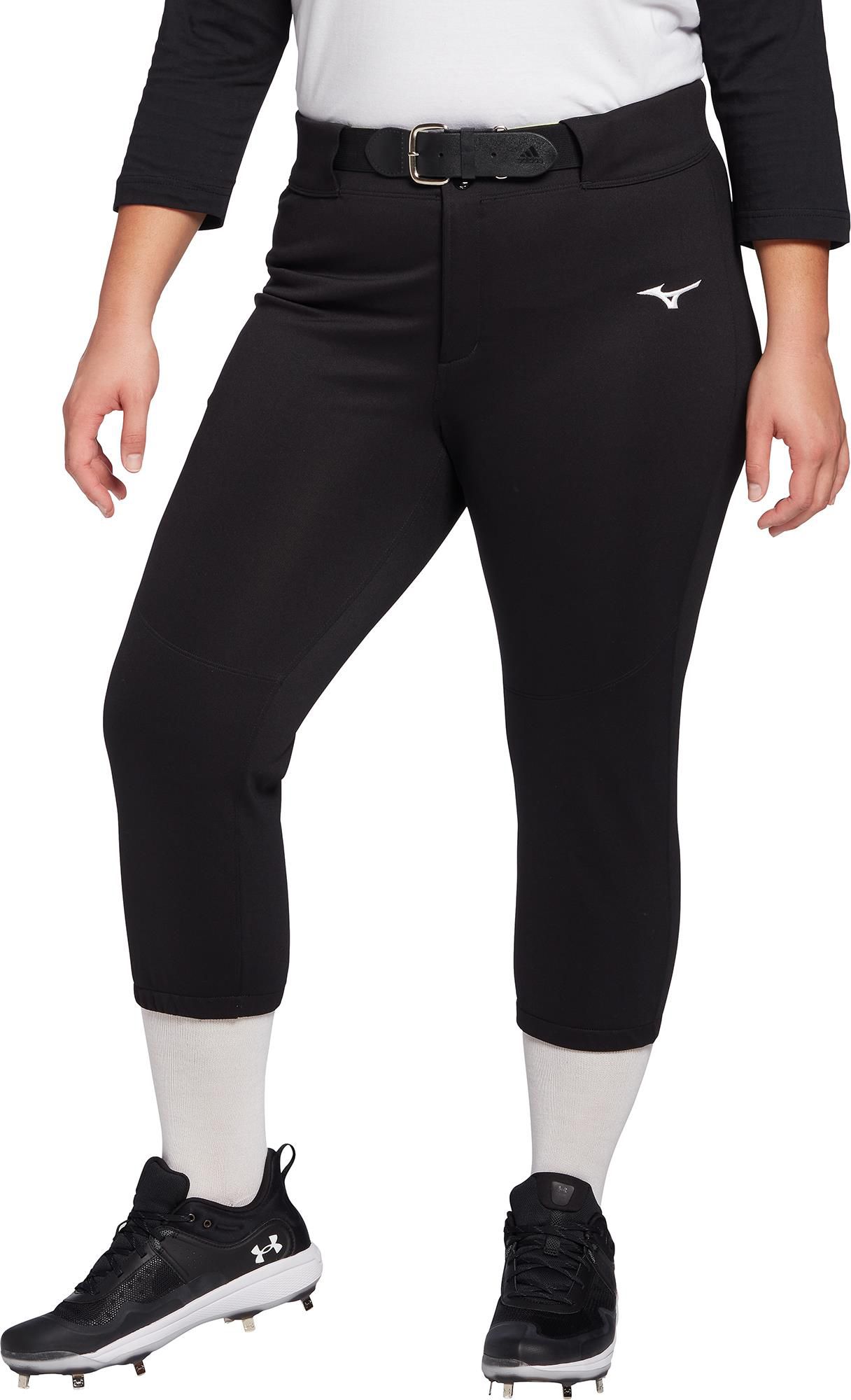 New women's XL Mizuno belted piped fastpitch softball pants good black elastic bottom