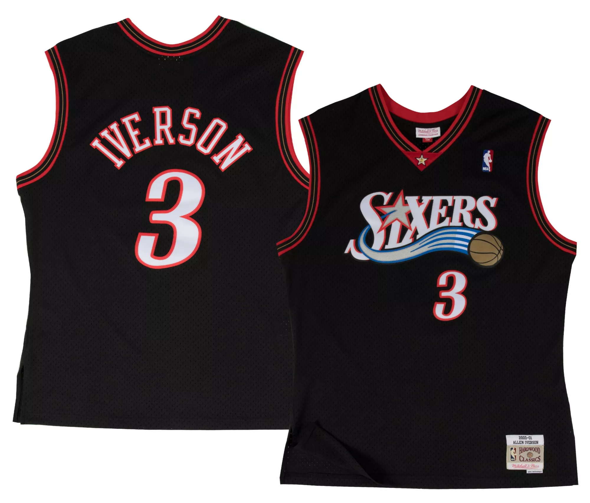 Mitchell & Ness Men's Philadelphia 76ers Black Allen Iverson #3 Swingman Jersey