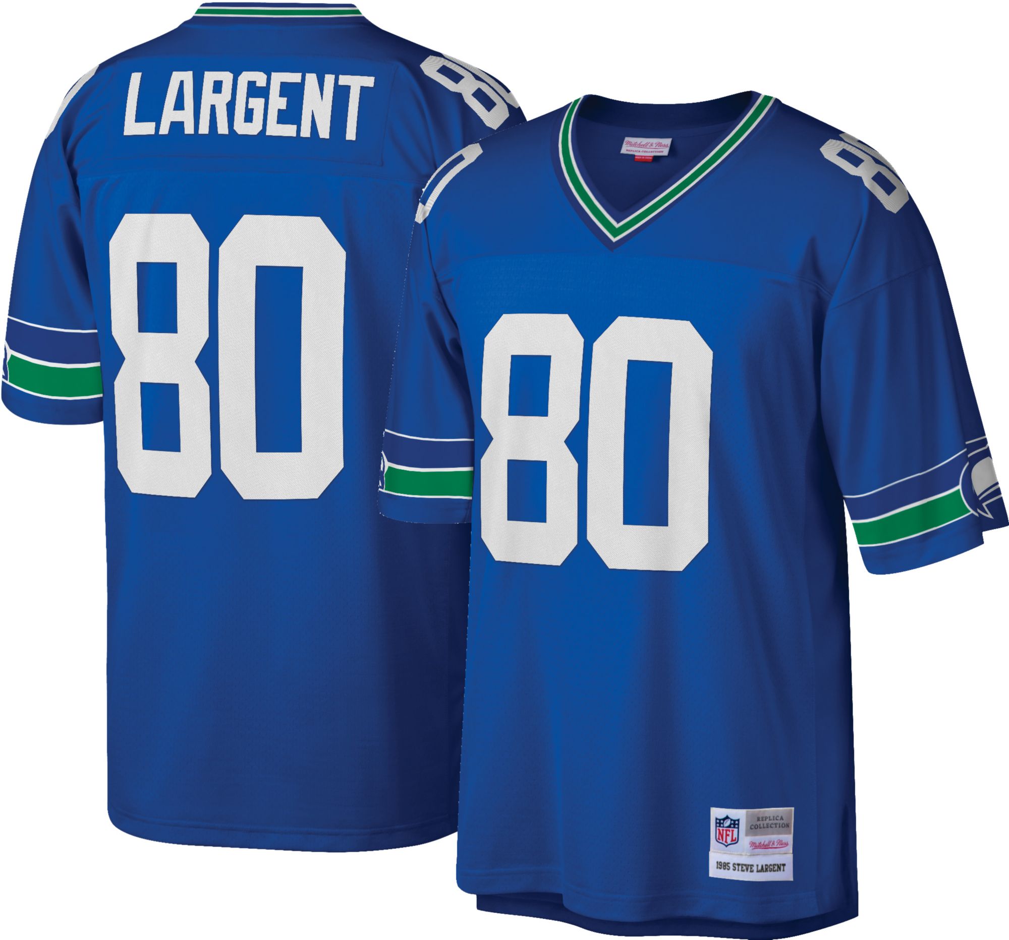 Men's Seattle Seahawks Steve Largent Mitchell & Ness Blue Retired Player  Name & Number Long Sleeve Top