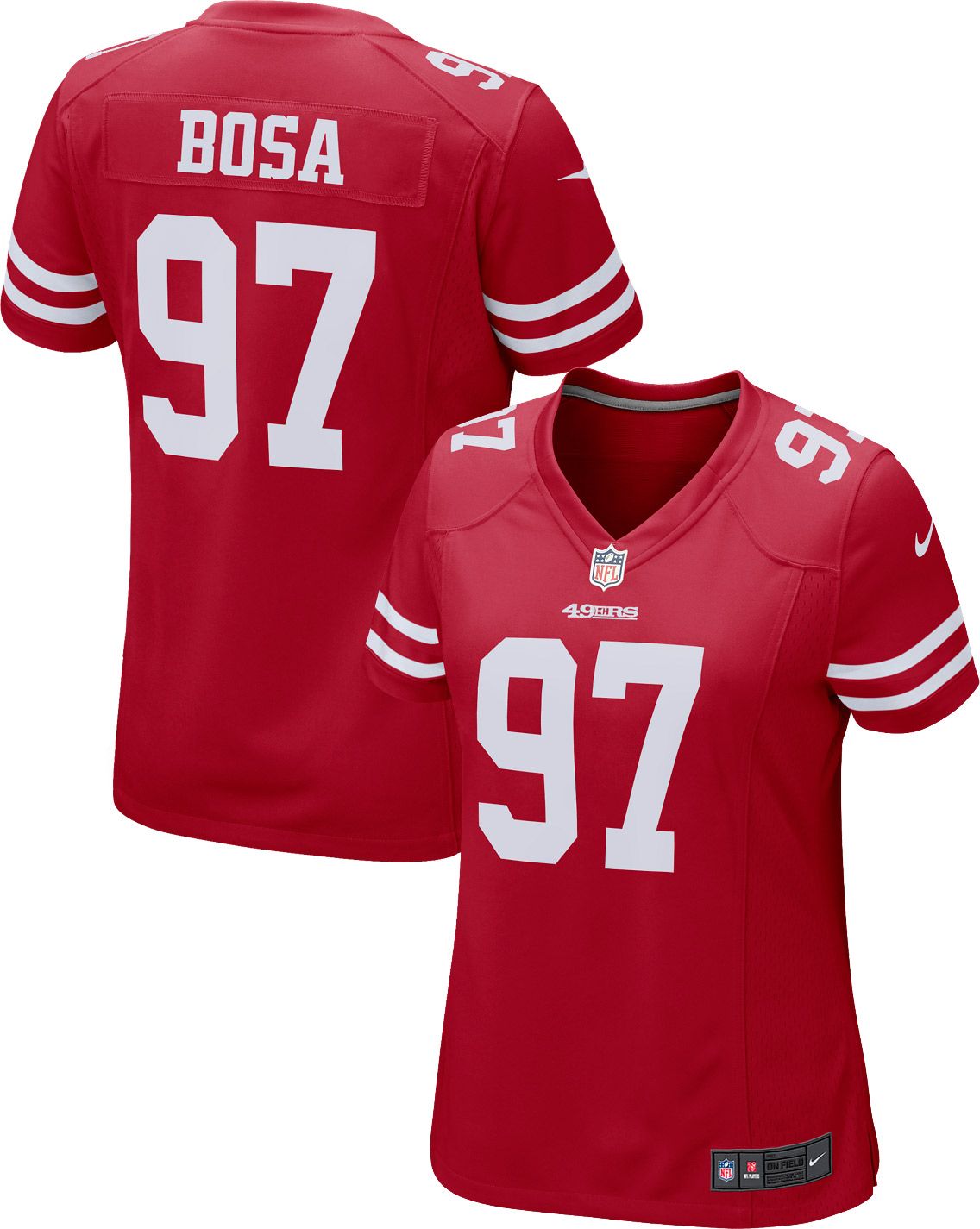 Nike San Francisco 49ers Bosa #97, 75 Ann Vapor Untouchable Jersey,  Red/White, S