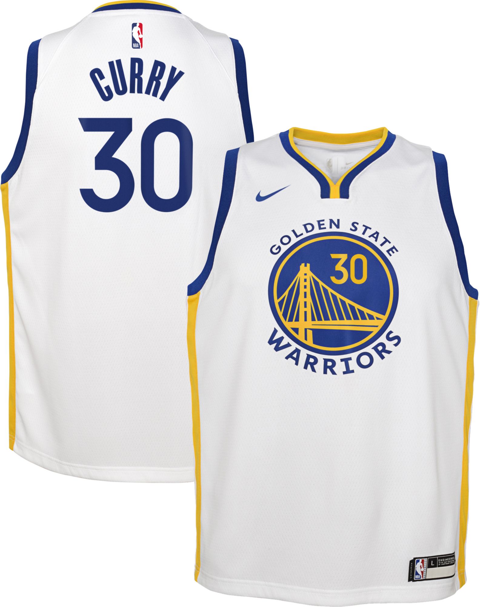 Nike Youth Golden State Warriors Steph Curry #30 White Swingman