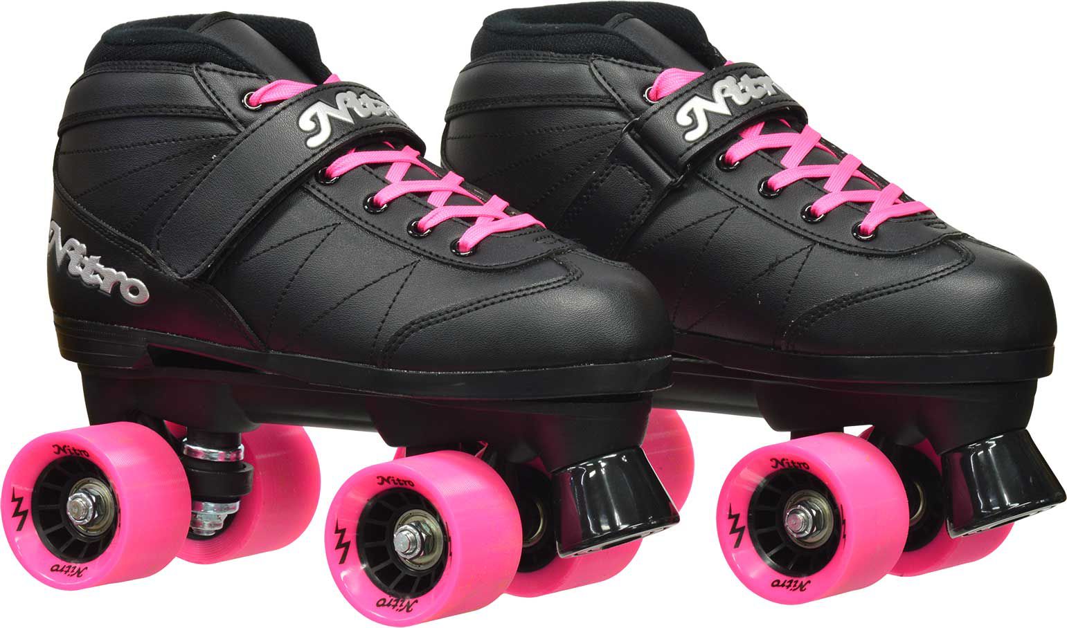 Epic Nitro Turbo Quad Roller Skates – Pink Indoor/Outdoor Speed Skates For Kids & Teens