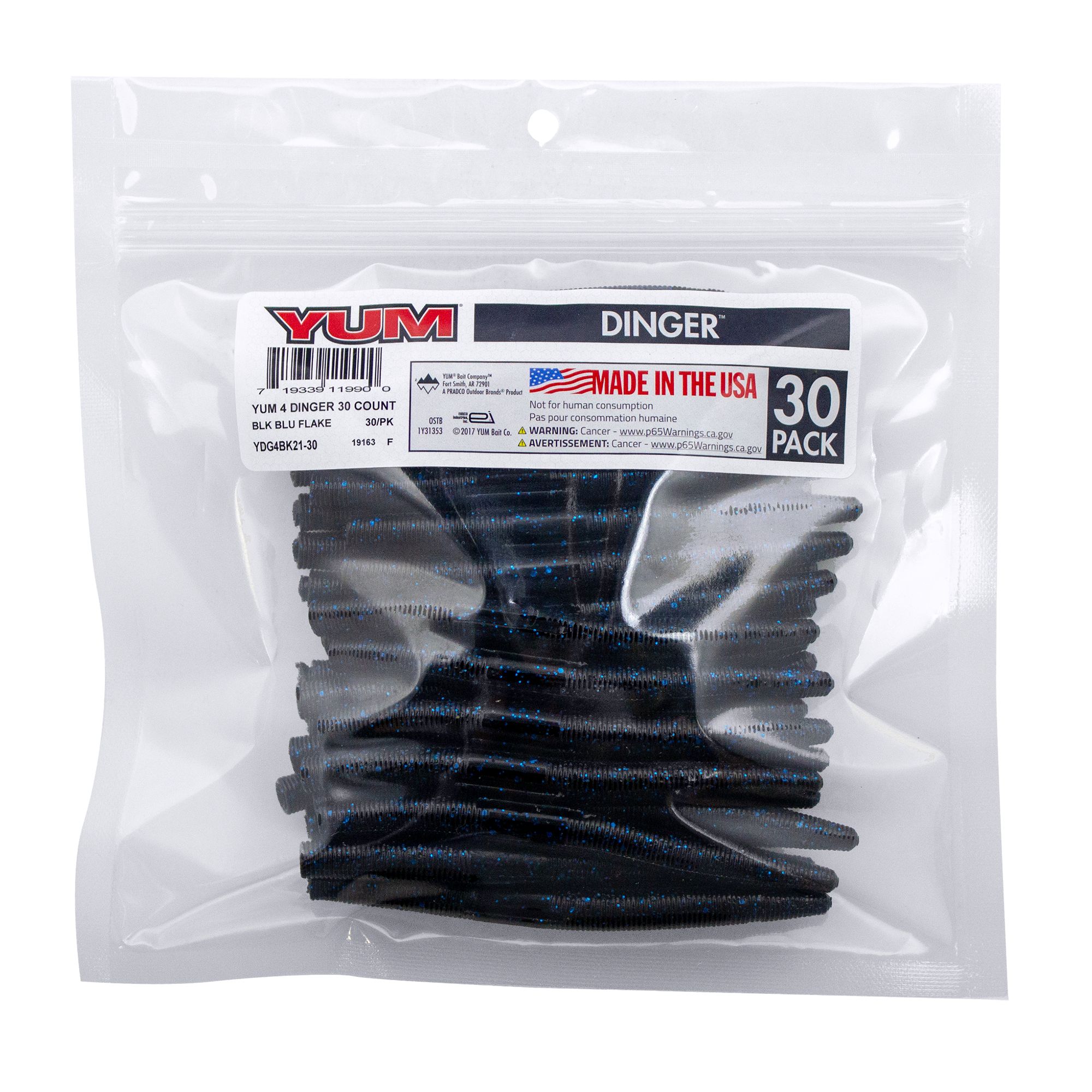 Yum Dinger 5" Bulk Black Blue Flake