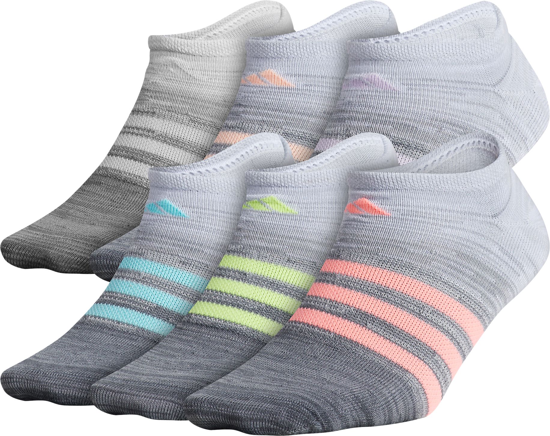adidas Girls Superlite No Show Socks 6 Pack Dick s Sporting Goods